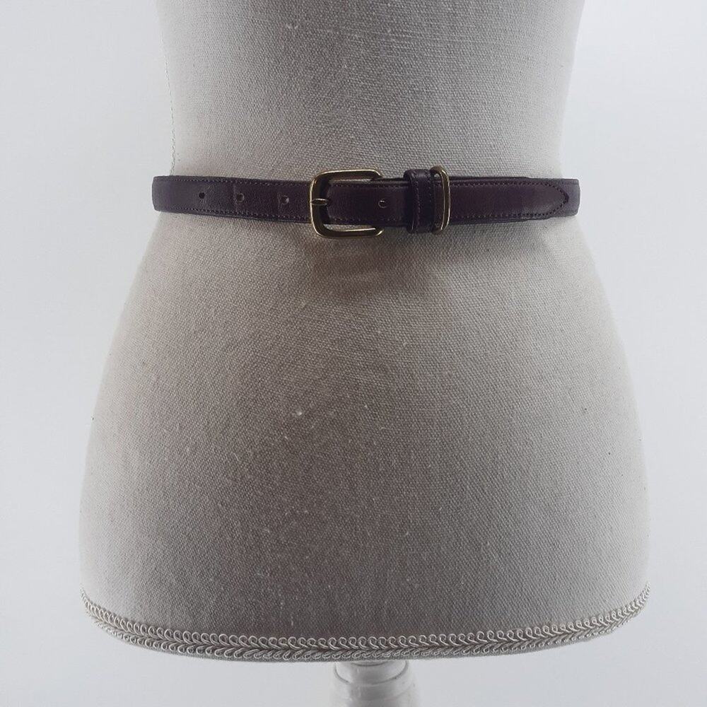Docker's Red Burgundy Gold tone Buckle Hand Crafted USA Skinny Belt 1621 Plum S